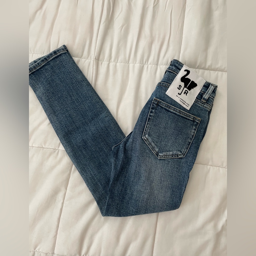 NWT Sandrine rose acid wash open knee distressed jeans cotton with stretch